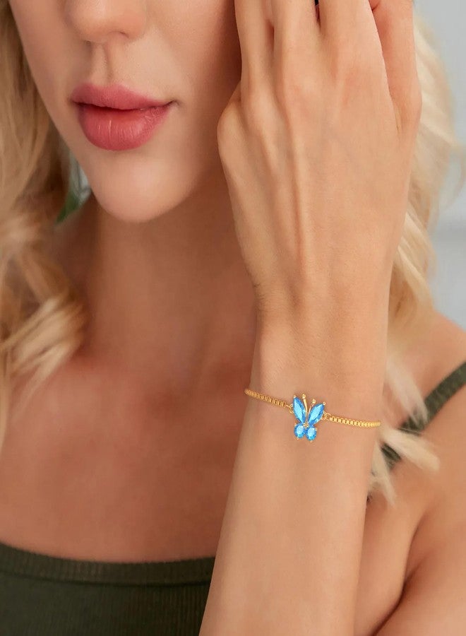 Sistble Butterfly Birthstone Bracelet October Birthday Gifts for Women Tourmaline Bracelet Dainty Gold Bracelets for Teens Jewelry Anniversary Mothers Day Birthday Gifts - Image 4